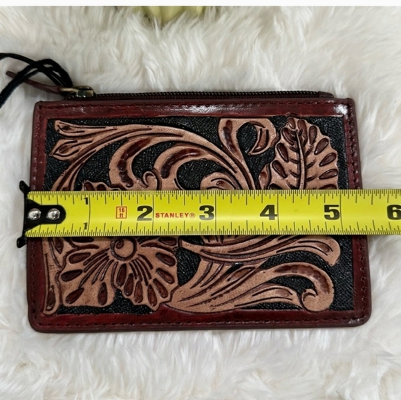 Myra Hand Tooled Genuine Leather Coin and Cardholder. - Picture 11 of 12